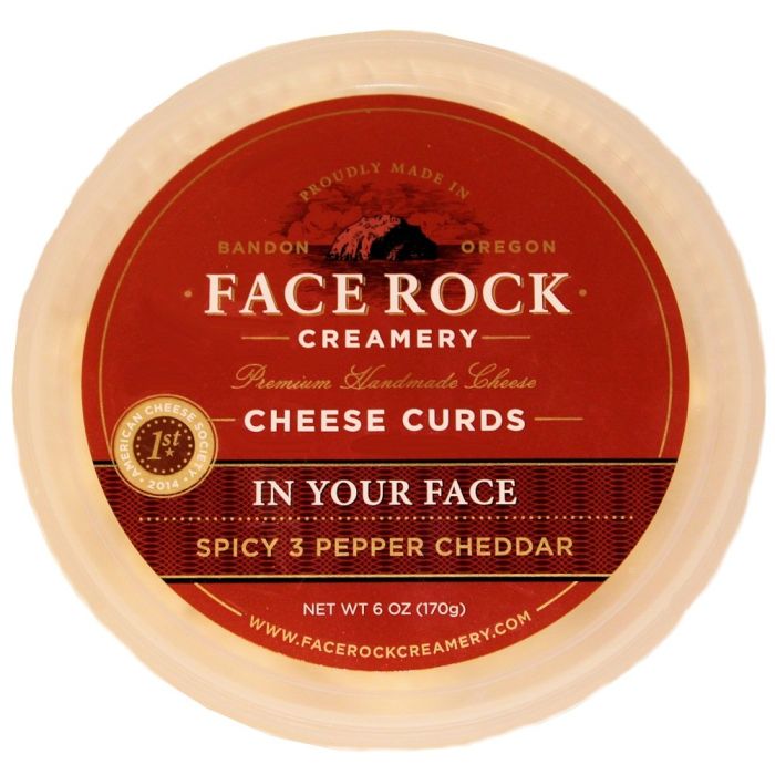 FACE ROCK: Cheese Curds "In Your Face" Spicy 3-Pepper Cheddar, 6 oz