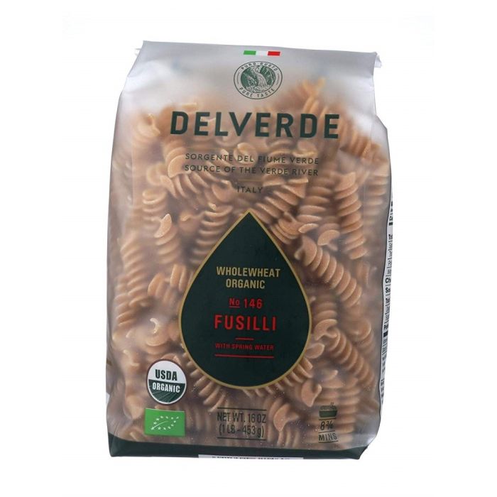 DEL VERDE: Fusilli Whole Wheat Organic Pasta, 16 oz