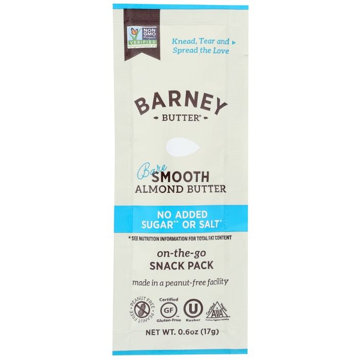 BARNEY BUTTER: Bare Smooth Almond Butter Snack Pack, 0.6 oz