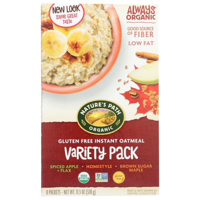NATURE'S PATH: Organic Gluten Free Variety Pack Hot Oatmeal 8 Packets, 11.3 oz