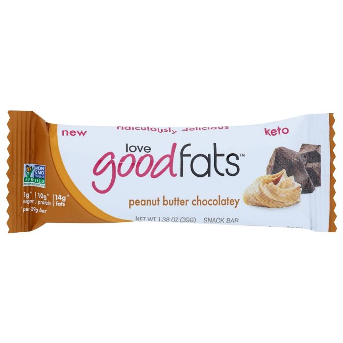 LOVE GOOD FATS: Peanut Butter Chocolatey Bar, 1.38 oz