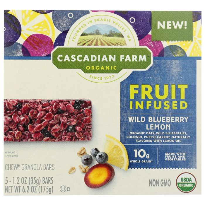 CASCADIAN FARM ORGANIC: Fruit Infused Wild Blueberry Lemon, 6.20 oz