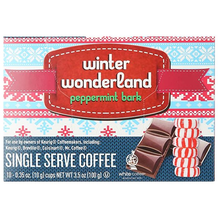 WHITE COFFEE: Peppermint Bark Single Serve Coffee, 10 pc