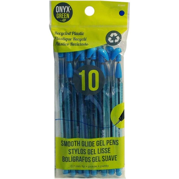 ONYX & GREEN: Hybrid Oil-Based Blue Ink Pens, 10 pc
