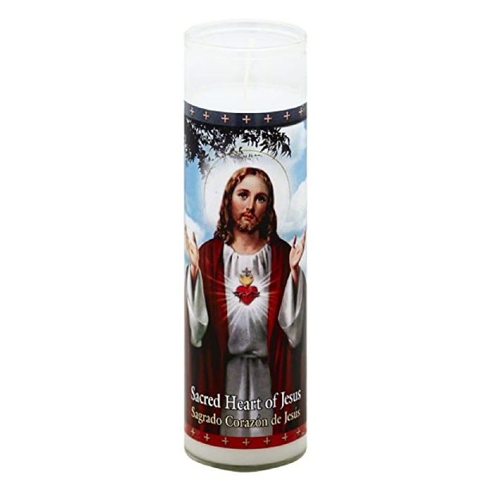 ST JUDE: White Sacred Heart Of Jesus Candle, 1 ea