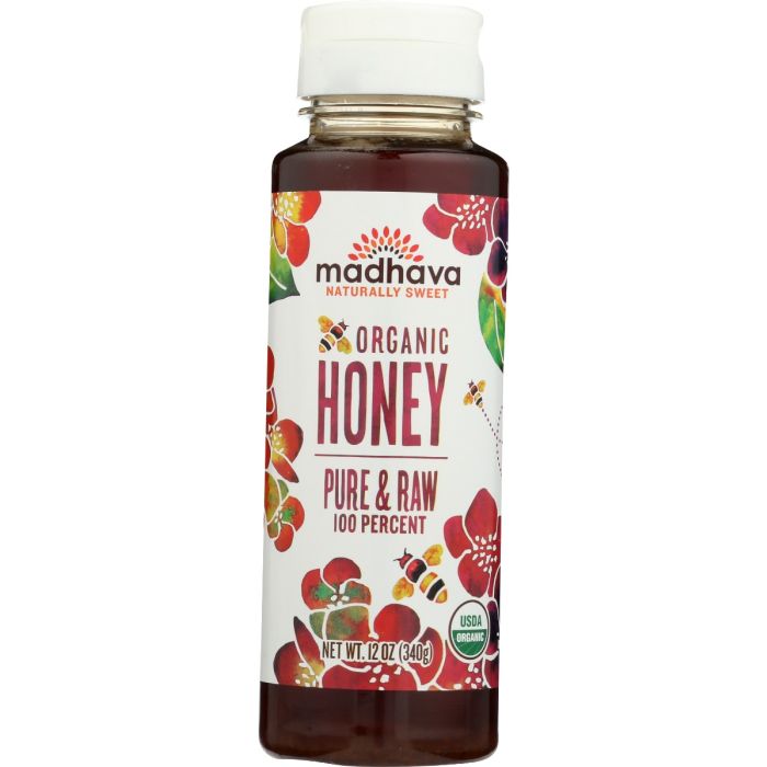MADHAVA: Pure & Raw Organic Honey, 12 oz