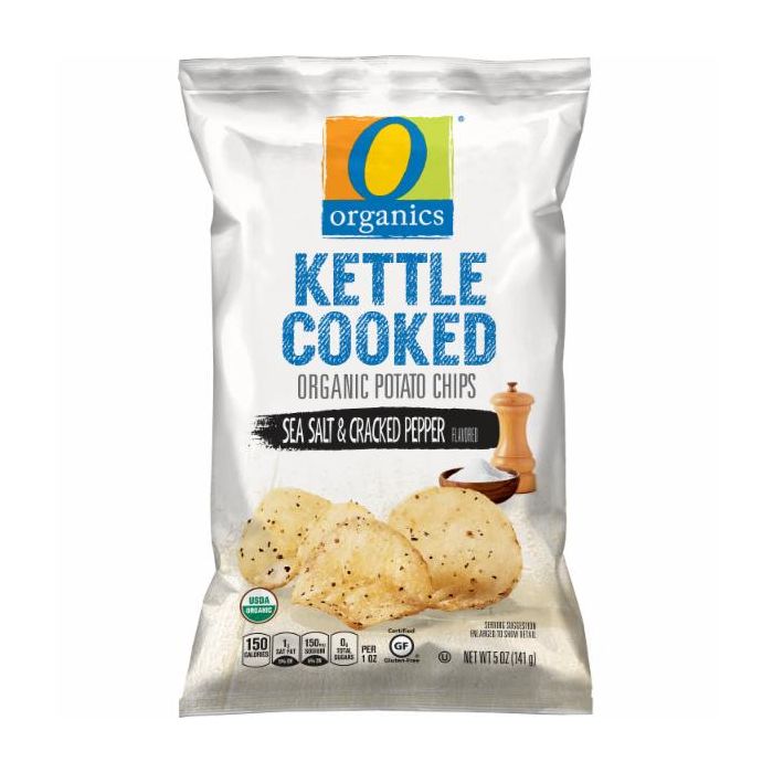 O ORGANIC: Kettle Cooked Organic Potato Chips Sea Salt & Cracked Pepper, 5 oz