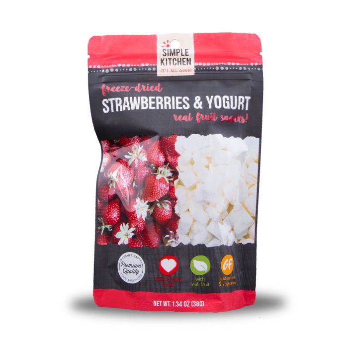 SIMPLE KITCHEN: Freeze Dried Strawberry & Yogurt Real Fruit Snacks, 1.34 oz