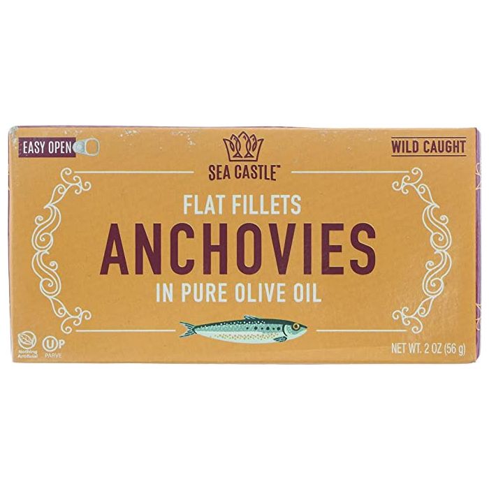 SEA CASTLE: Flat Fillets Anchovies In Pure Olive Oil, 2 oz