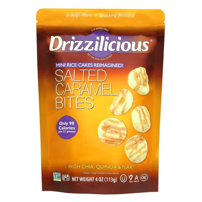 DRIZZILICIOUS: Rice Cakes Mini Salted Caramel Bites, 4 oz