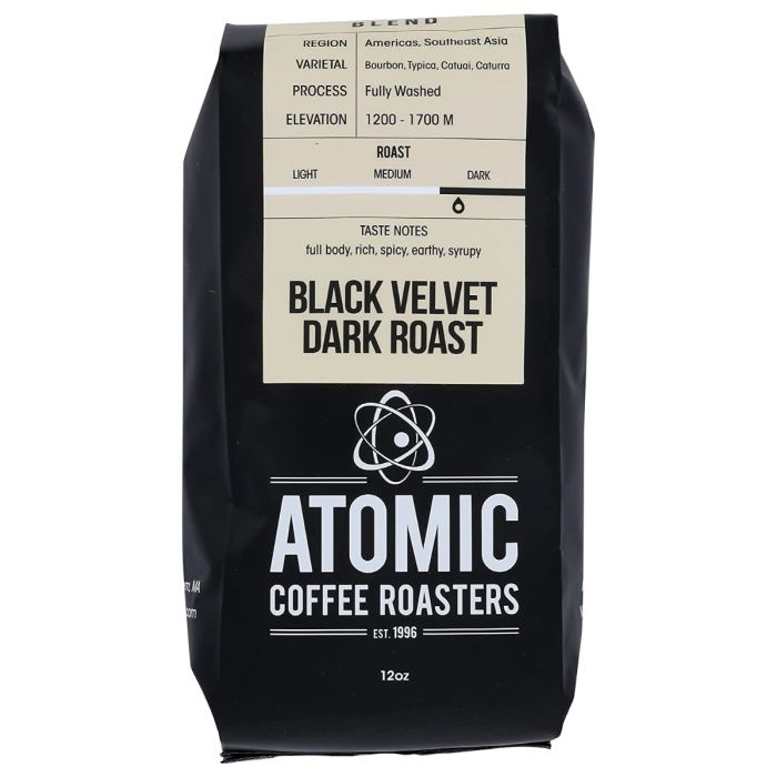 ATOMIC COFFEE ROASTERS: Dark Roast Black Velvet Coffee, 12 oz