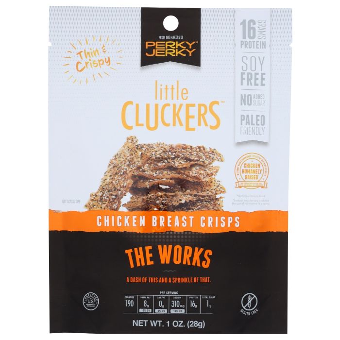 PERKY JERKY: Little Cluckers The Works Chicken Breast Crisps, 1 oz