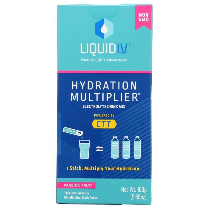LIQUID IV: Hydration Multiplier Passion Fruit Electrolyte Drink Mix 10 Count Sticks, 5.65 oz