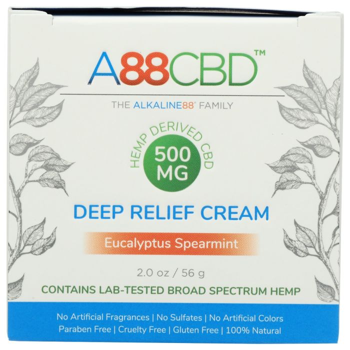 A88CBD: Eucalyptus Spearmint CBD Deep Relief Cream, 2 oz