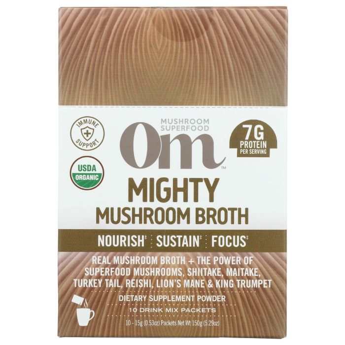 OM MUSHROOMS: Mighty Mushroom Broth Powder, 10 pk