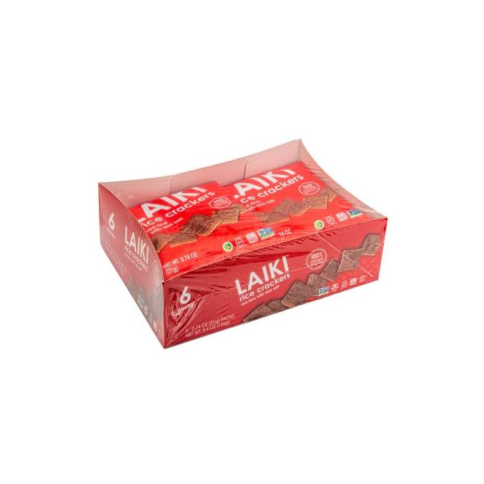 LAIKI: Red Rice with Sea Salt Rice Crackers 6 Count, 4.4 oz