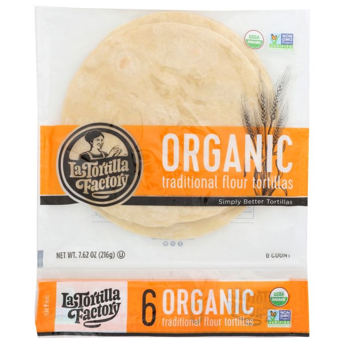 LA TORTILLA FACTORY: Traditional Flour Organic Tortillas, 7.62 oz
