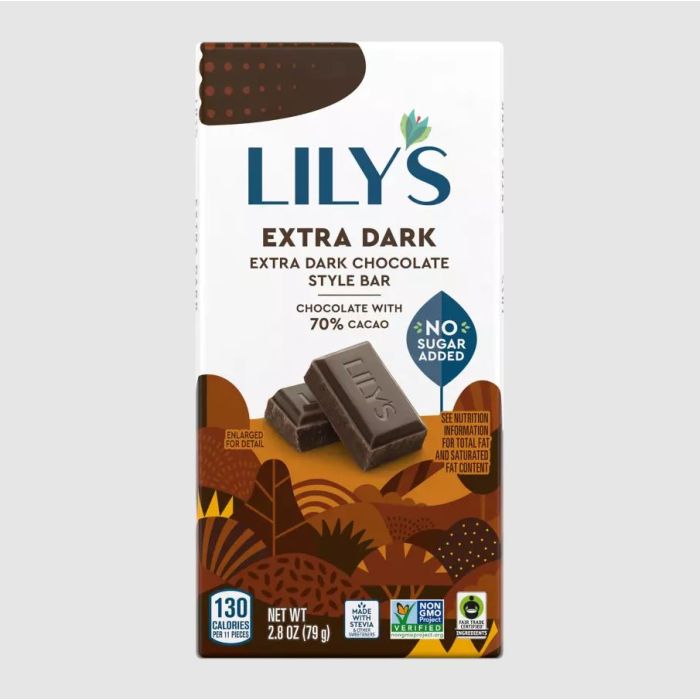 LILYS SWEETS: Extra Dark Chocolate Bar, 2.8 oz