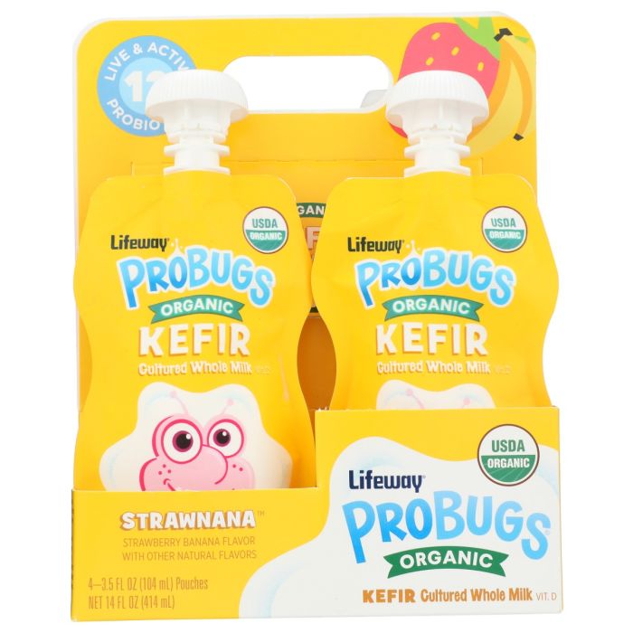 LIFEWAY: Probug Strawnana Organic Kefir 4 Pack, 14.1 oz