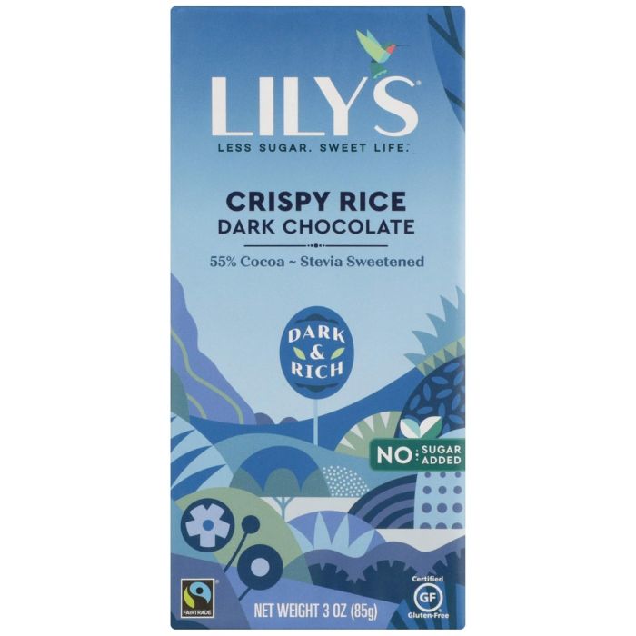 LILYS: Crispy Rice Dark Chocolate with Stevia, 3 oz