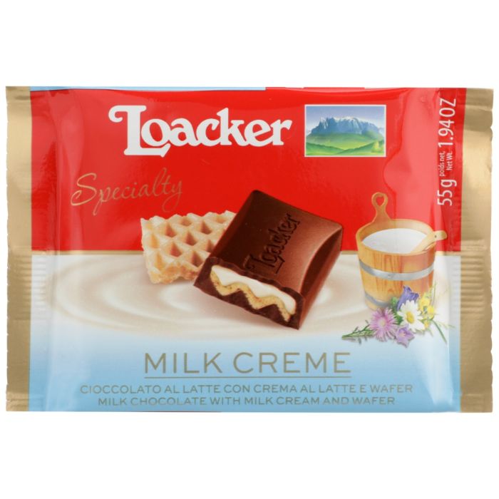 LOACKER: Milk Creme Chocolate Bar, 1.94 oz