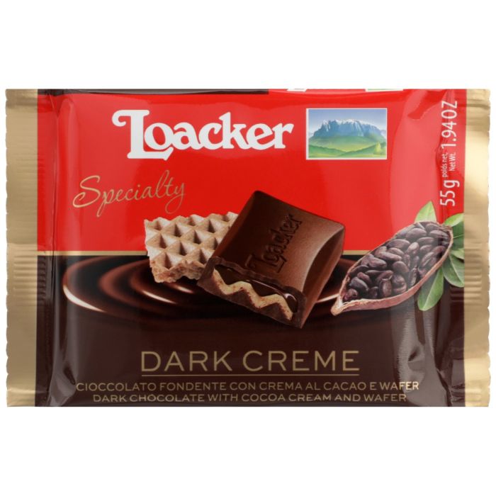 LOACKER: Dark Creme Chocolate Bar, 1.94 oz