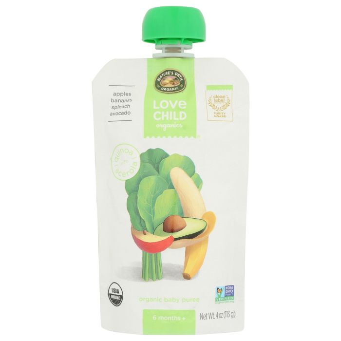 LOVE CHILD ORGANICS: Superblends Apples Bananas Spinach Avocado Puree, 4 oz