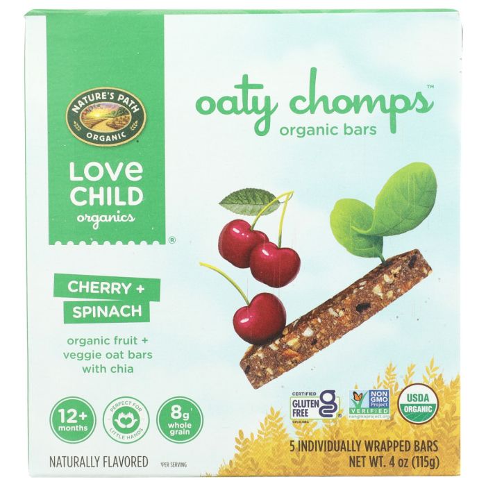 LOVE CHILD ORGANICS: Oaty Chomps Cherry Spinach Snack Bar 5 Count, 4 oz
