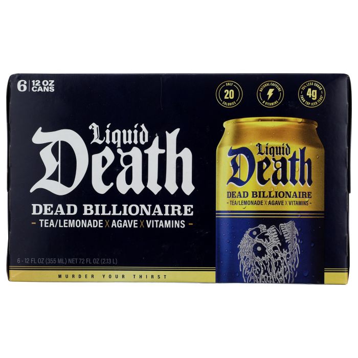 LIQUID DEATH: Dead Billionaire Tea 6 Count, 72 fo