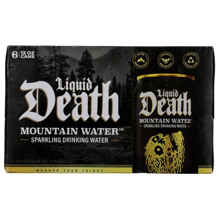 LIQUID DEATH: Sparkling Mountain Water 6 Count, 72 fo