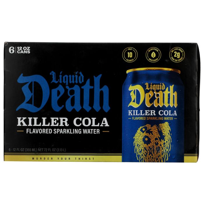 LIQUID DEATH: Killer Cola Soda 6 Count, 72 fo