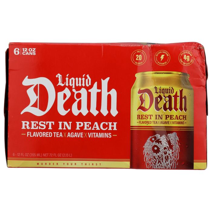 LIQUID DEATH: Rest in Peach Tea 6 Count, 72 fo