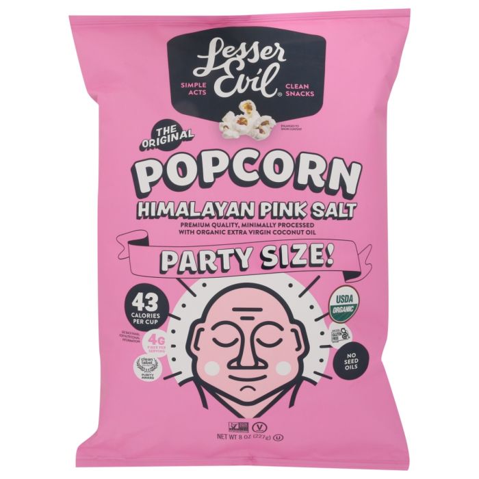 LESSER EVIL: Himalayan Pink Salt Organic Popcorn, 8 oz