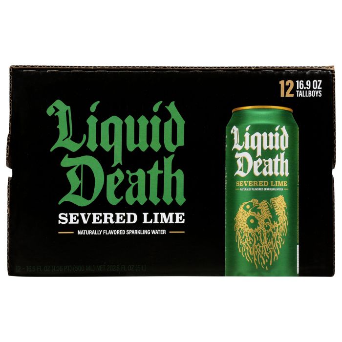 LIQUID DEATH: Severed Lime Sparkling Water 12pk, 202.8 fo