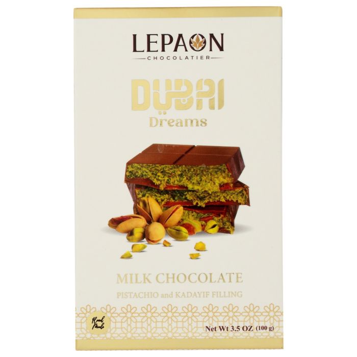 LEPAON CHOCOLATIER: Dubai Dreams Milk Chocolate Bar, 3.5 oz