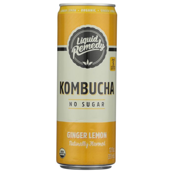 LIQUID REMEDY: Ginger Lemon Kombucha, 12 fo