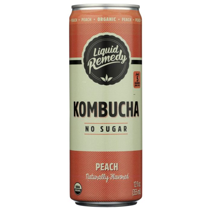 LIQUID REMEDY: Peach Kombucha, 12 fo