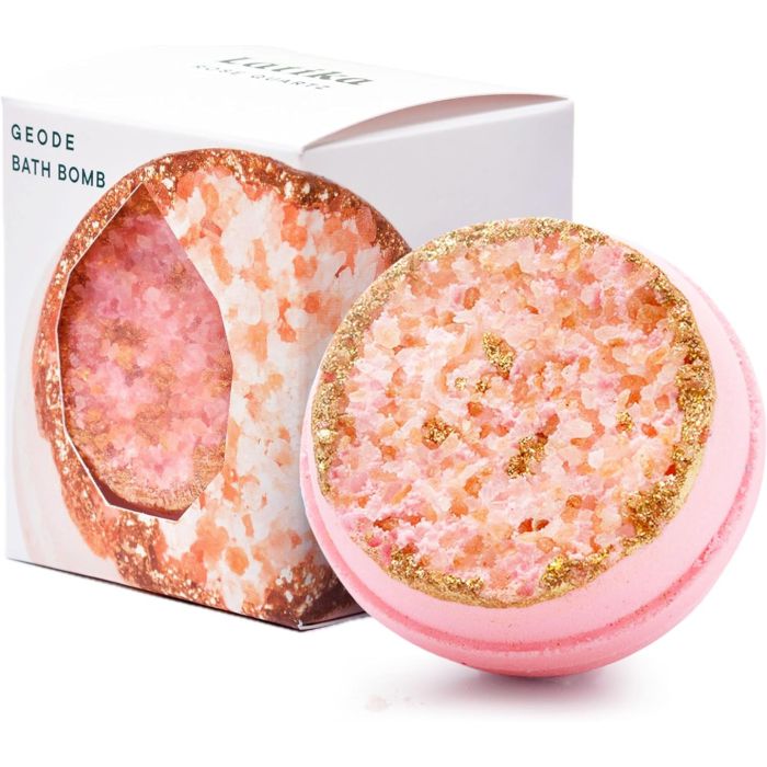 LATIKA BEAUTY: Rose Quartz Geode Bath Bomb, 7.5 oz