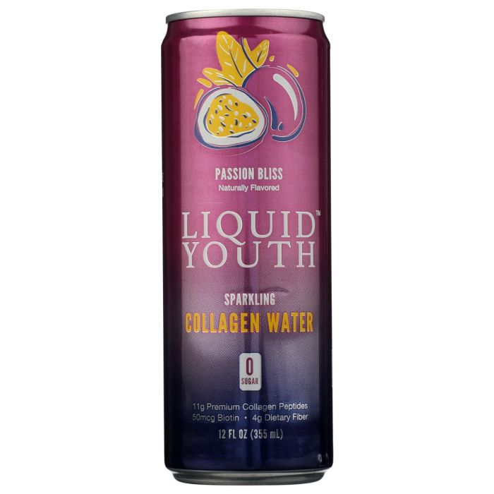 LIQUID YOUTH: Passion Bliss Sparkling Collagen Water, 12 fo