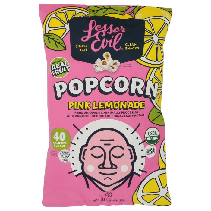 LESSER EVIL: Pink Lemonade Popcorn, 4.6 oz
