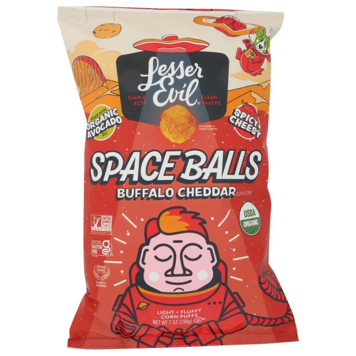 LESSER EVIL: Buffalo Cheddar Space Balls, 7 oz