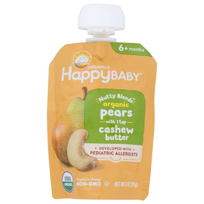 HAPPY BABY: Food Baby Pear Cashew Btr, 3 oz