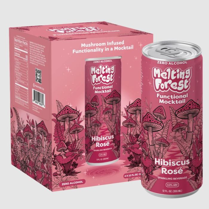 MELTING FOREST: Hibiscus Rose Non Alcoholic Mocktail 4 Count, 48 fo