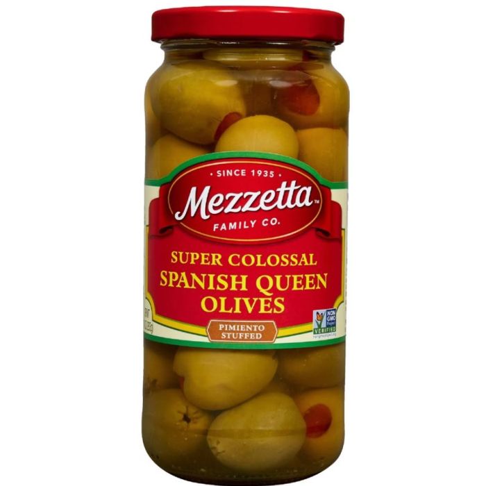 MEZZETTA: Super Colossal Pimiento Stuffed Spanish Queen Olives, 10 oz