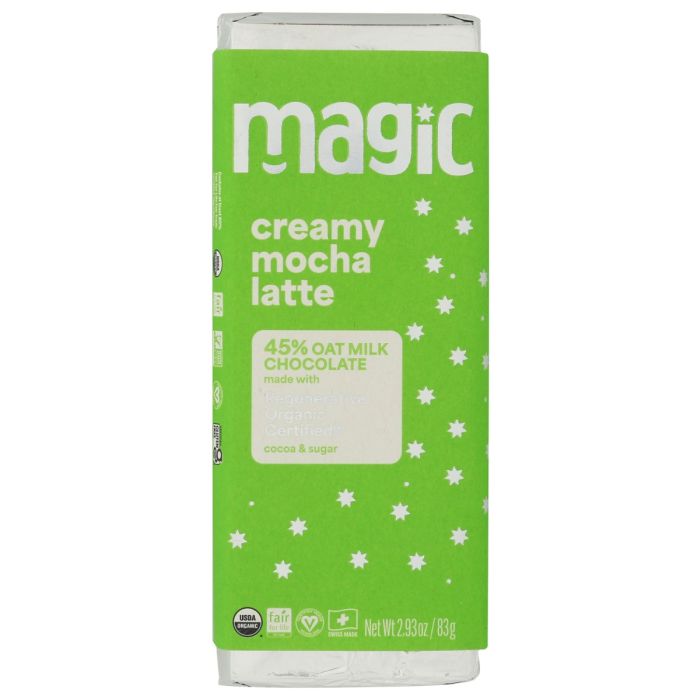 MAGIC CHOCOLATE: Creamy Mocha Latte Oat Milk Chocolate Bar, 2.93 oz