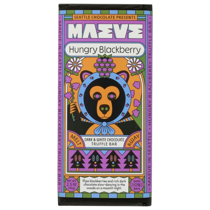 MAEVE: Hungry Blackberry Dark and White Chocolate Truffle Bar, 2.5 oz