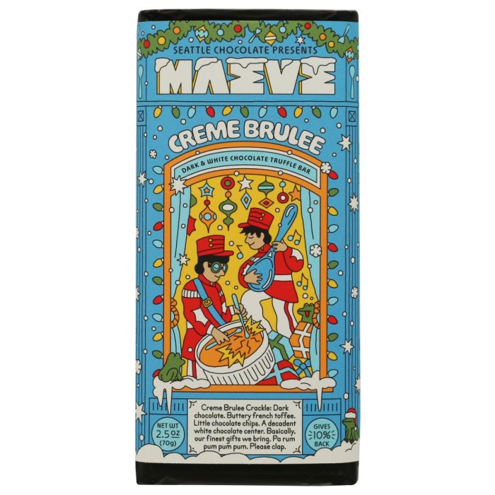 MAEVE: Creme Brulee Dark and White Chocolate Truffle Bar, 2.5 oz