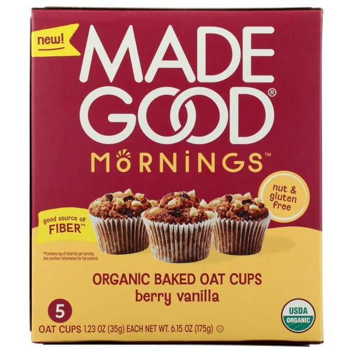 MADEGOOD: Mornings Berry Vanilla Organic Baked Oat Cups, 6.15 oz