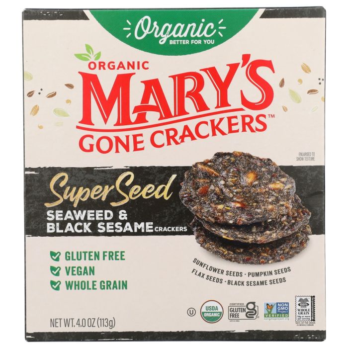 MARYS GONE CRACKERS: Superseed Seaweed and Black Sesame Crackers, 4 oz