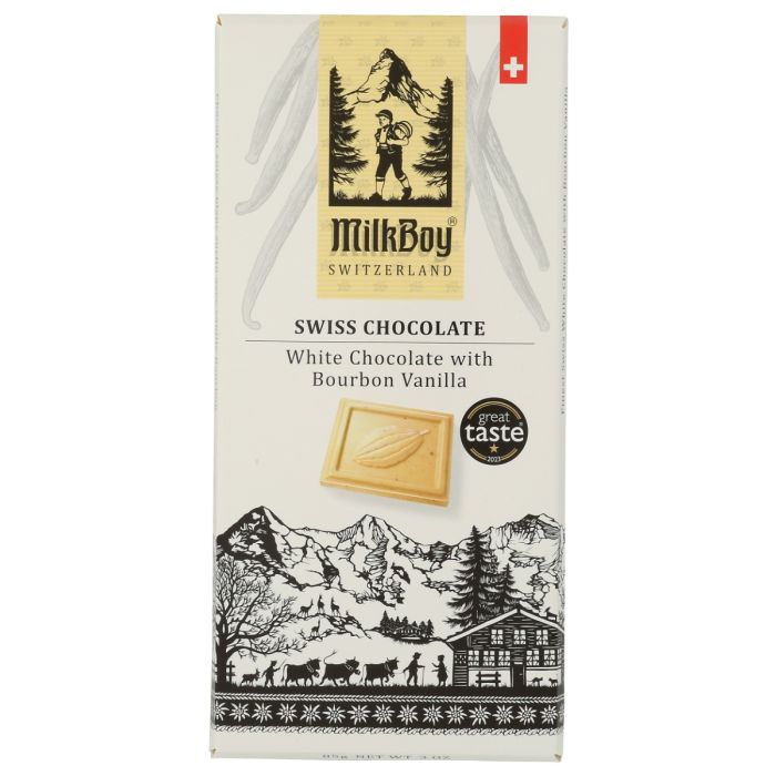MILKYBOY SWISS CHOCOLATES: White Chocolate with Bourbon Vanilla, 3 oz